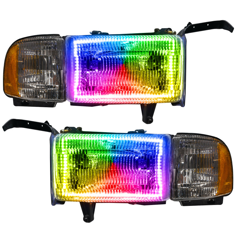 ORACLE Lighting Oracle 94-02 Dodge Ram Pre-Assembled Halo Headlights - ColorSHIFT w/o Controller