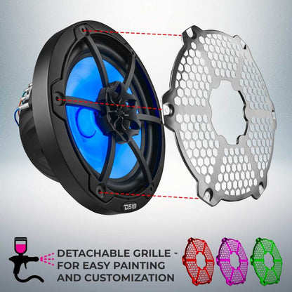 DS18 NXL-M Series Speaker w/ RGB LED Lights 8in 2-Way 125 Watts RMS 4 ohm Black