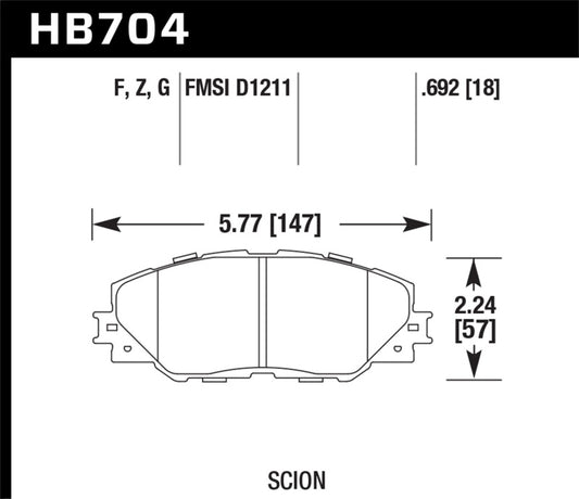 Hawk Performance Hawk 09-10 Pontiac Vibe 2.4L / 11-12 Scion tC HPS Front Street Brake Pads