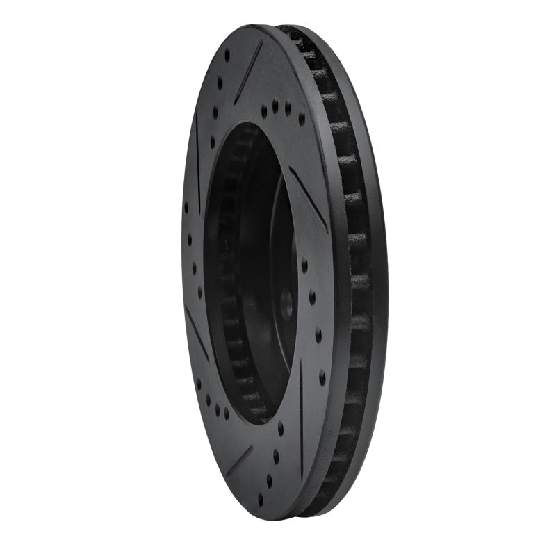 R1 Concepts R1 70-93 Ford Taurus (Excl SHO) Front Right Drilled & Slotted Black Brake Rotor