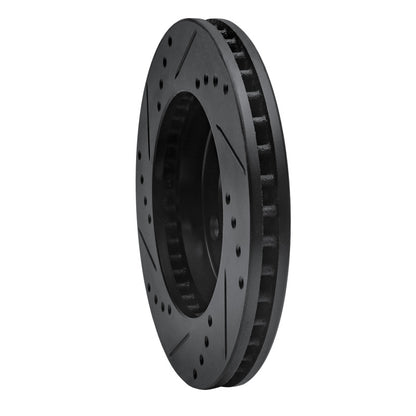 R1 Concepts R1 70-93 Ford Taurus (Excl SHO) Front Right Drilled & Slotted Black Brake Rotor