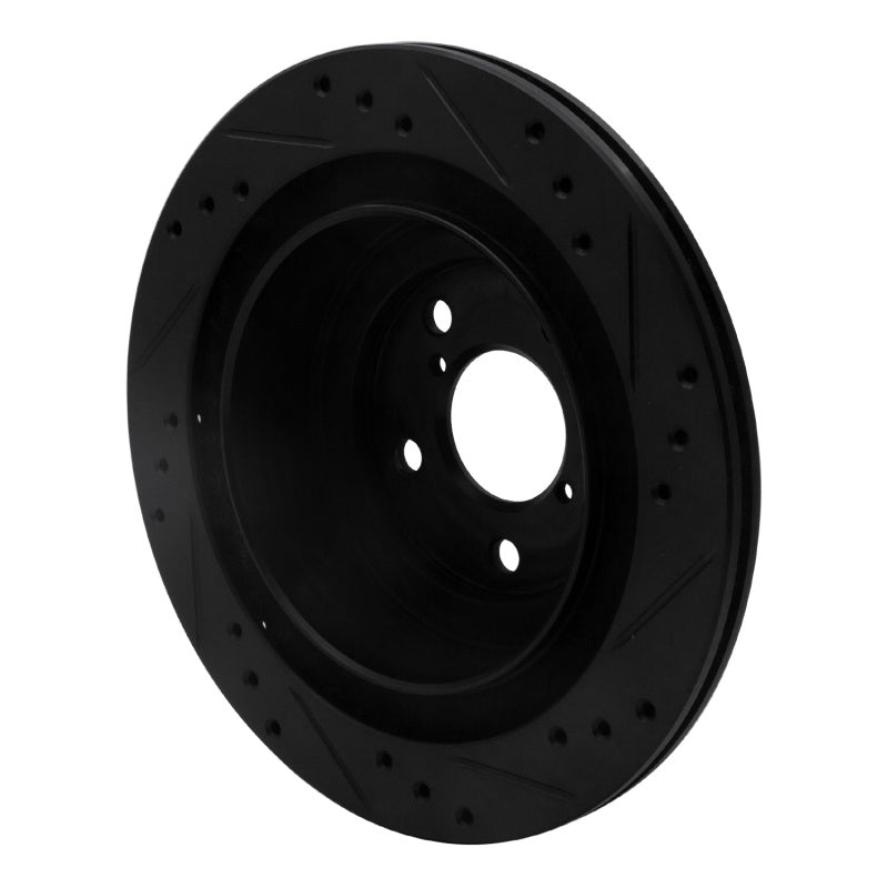 R1 Concepts R1 05-09 Subaru Legacy Rear Left Drilled & Slotted Black Brake Rotor