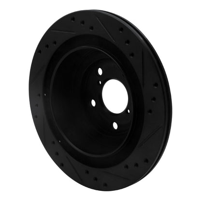 R1 Concepts R1 05-09 Subaru Legacy Rear Left Drilled & Slotted Black Brake Rotor
