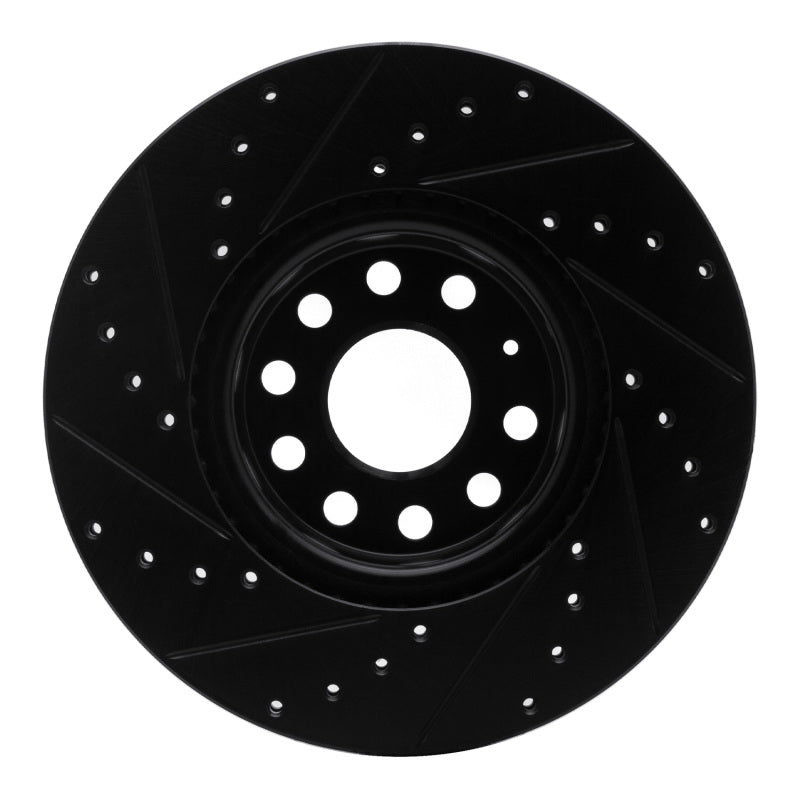 R1 Concepts R1 2005-2025 Audi A3 Quattro Front Right Drilled & Slotted Black Brake Rotor