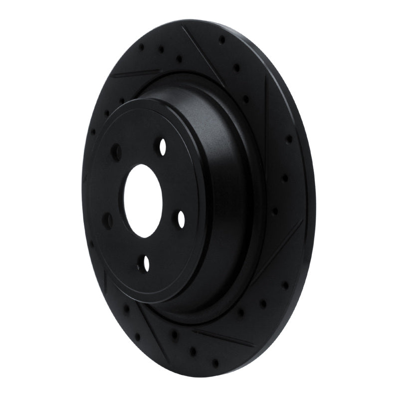 R1 Concepts R1 15-24 Ford Fusion Rear Right Drilled & Slotted Black Brake Rotor