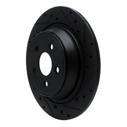 R1 Concepts R1 15-24 Ford Fusion Rear Right Drilled & Slotted Black Brake Rotor