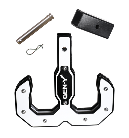 GEN-Y Hitch Gen-Y Hulk 2.0 16K Tow Hook 2in Shank w/GH-009 Reducer Sleeve/GH-099 Pin/GH-011 Clip - Black/White