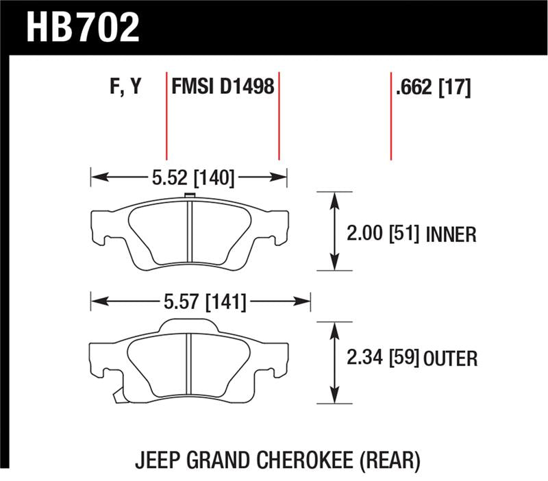 Hawk Performance Hawk 11-12 Dodge Durango / 11-12 Jeep Grand Cherokee Perf Ceramic Rear Street Brake Pads