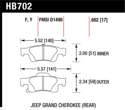 Hawk Performance Hawk 11-12 Dodge Durango / 11-12 Jeep Grand Cherokee Perf Ceramic Rear Street Brake Pads