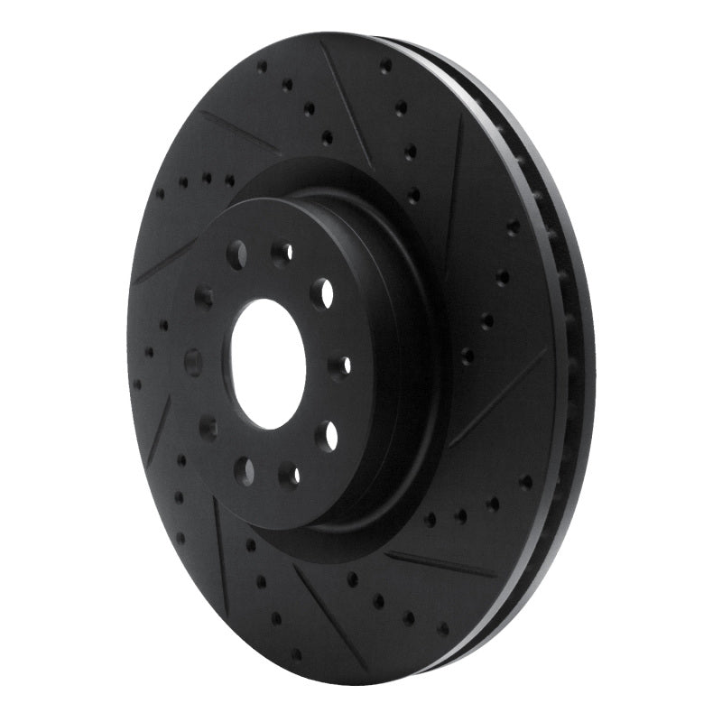 R1 Concepts R1 14-25 Cadillac CT6 Front Right Drilled & Slotted Black Brake Rotor