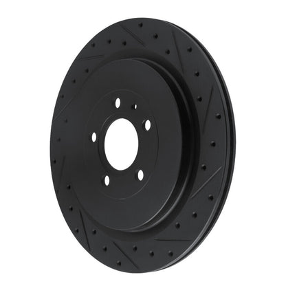 R1 Concepts R1 13-14 Ford Mustang Rear Right Drilled & Slotted Black Brake Rotor