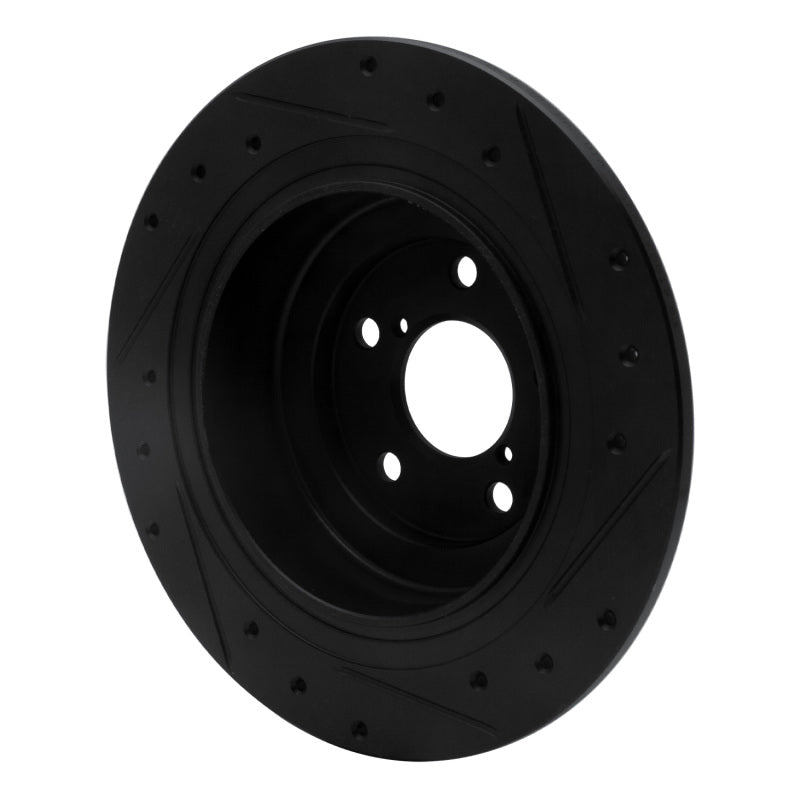 R1 Concepts R1 00-06 Subaru Outback Rear Left Drilled & Slotted Black Brake Rotor