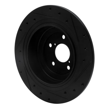 R1 Concepts R1 00-06 Subaru Outback Rear Left Drilled & Slotted Black Brake Rotor