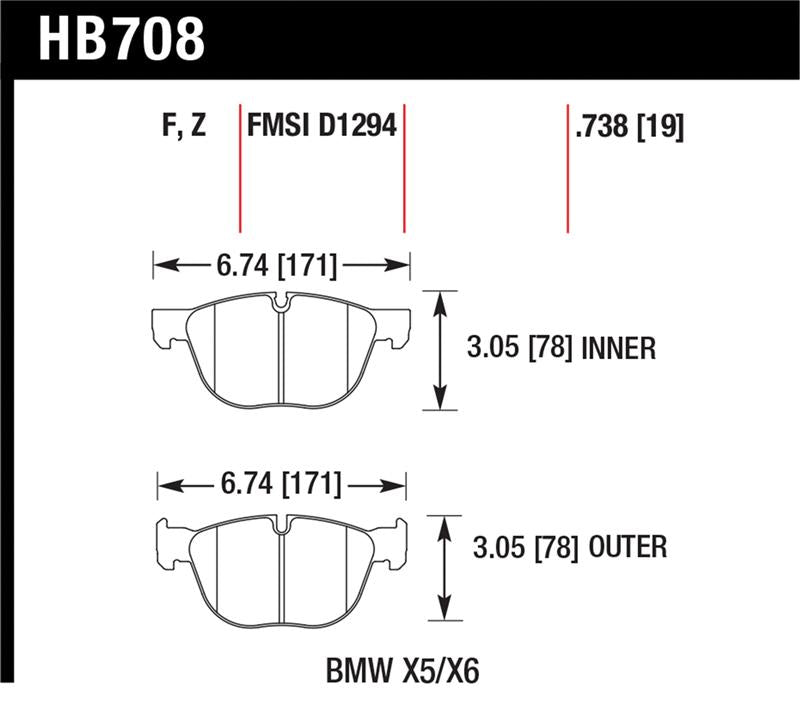 Hawk Performance Hawk 07-08 BMW X5 3.0si/4.8i / 09-13 X5 Xdrive / 08-13 X6 Xdrive Perf Ceramic Frt Street Brake Pads