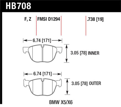 Hawk Performance Hawk 07-08 BMW X5 3.0si/4.8i / 09-13 X5 Xdrive / 08-13 X6 Xdrive Perf Ceramic Frt Street Brake Pads