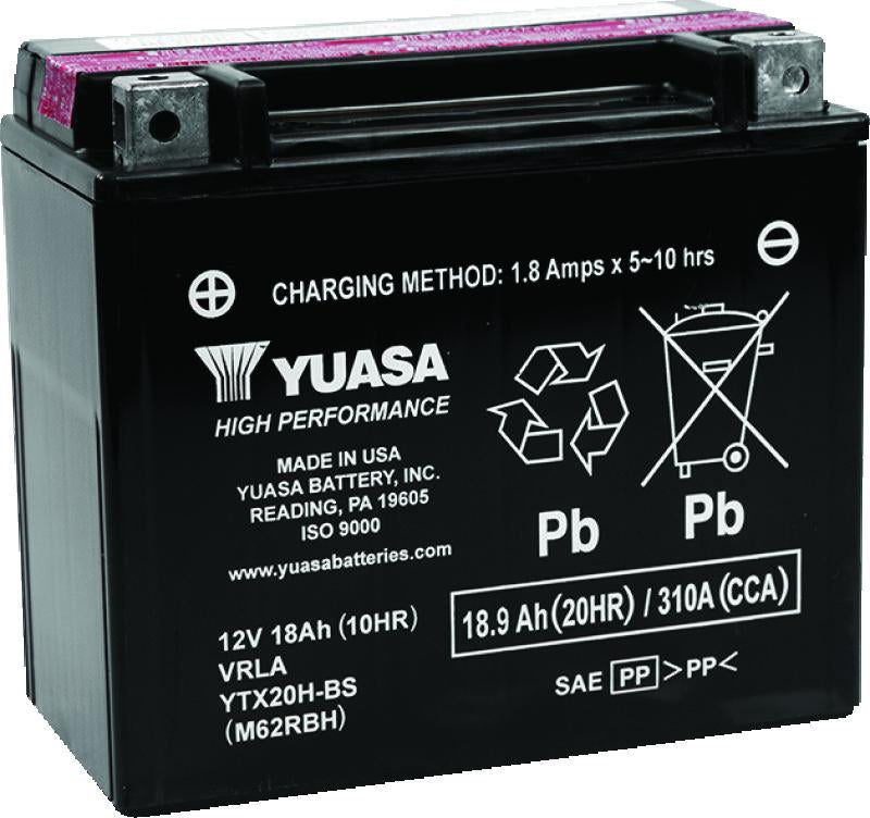 Yuasa Battery Yuasa YTX20H-BS High Performance AGM 12-Volt Battery w/Bottle