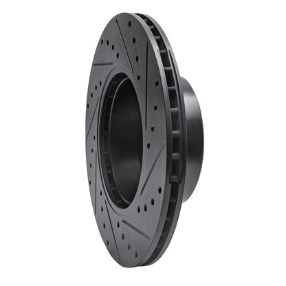 R1 Concepts R1 89-95 BMW 530I Front Left Drilled & Slotted Black Brake Rotor