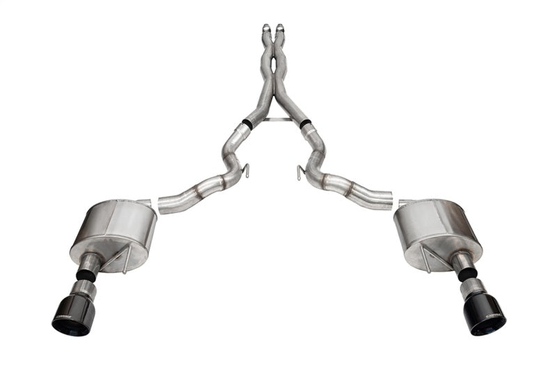 CORSA Performance Corsa 24+ Frd MustangGT Conv Xtreme Cat-Back Ex.Sys 3.0in Dual Rear Ex w/4.5in Blk PVD ProSeries Tip
