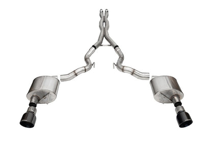 CORSA Performance Corsa 24+ Frd MustangGT Conv Xtreme Cat-Back Ex.Sys 3.0in Dual Rear Ex w/4.5in Blk PVD ProSeries Tip