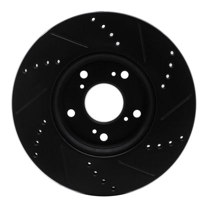 R1 Concepts R1 13-25 Honda Civic Sedan Front Left Drilled & Slotted Black Brake Rotor