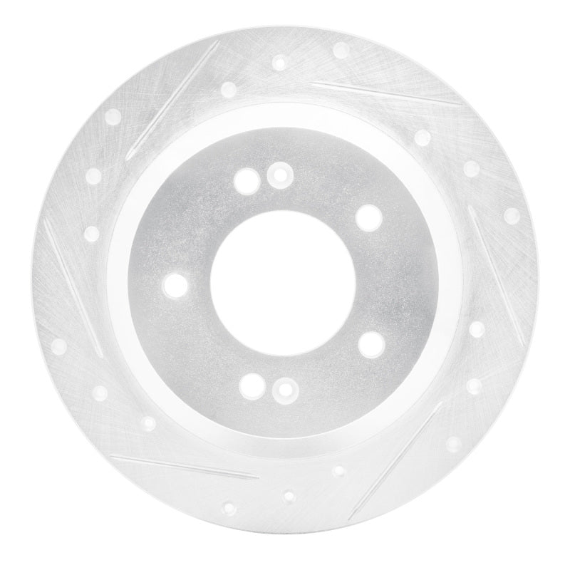R1 Concepts R1 14-23 Hyundai Kona Rear Left Drilled & Slotted Silver Brake Rotor