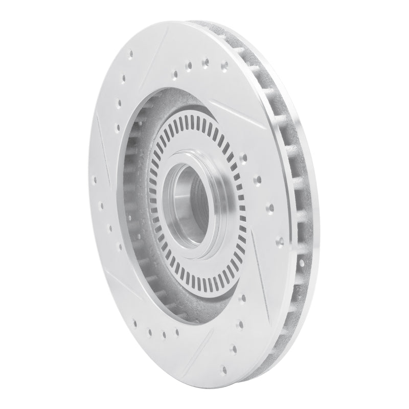 R1 Concepts R1 87-92 Lincoln Mark VII Front Right Drilled & Slotted Silver Brake Rotor