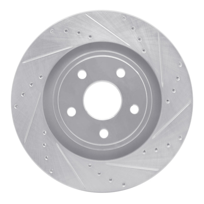 R1 Concepts R1 06-10 Jeep Grand Cherokee Front Right Drilled & Slotted Silver Brake Rotor