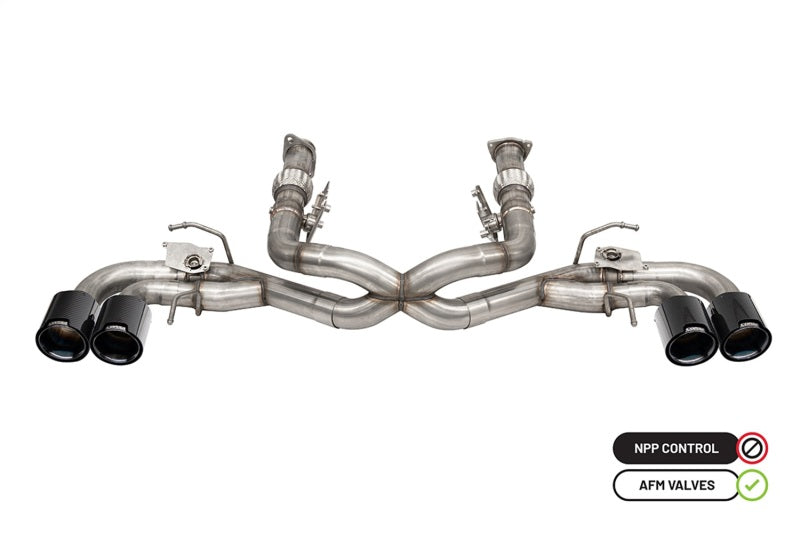 CORSA Performance Corsa 2020-2025 Chevrolet Corvette C8 RWD 3in Delete 4 Valve Cat-Back w/NPP w/4.5in CF Black PVDTips