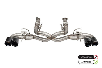 CORSA Performance Corsa 2020-2025 Chevrolet Corvette C8 RWD 3in Delete 4 Valve Cat-Back w/NPP w/4.5in CF Black PVDTips