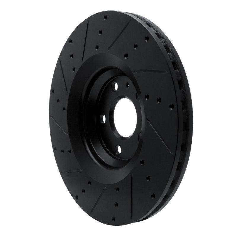R1 Concepts R1 12-15 Audi TTS Quattro Front Right Drilled & Slotted Black Brake Rotor