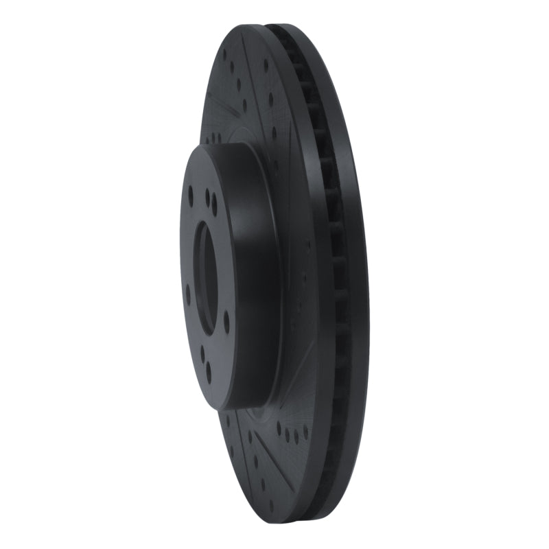 R1 Concepts R1 97-01 Infiniti Q45 Front Right Drilled & Slotted Black Brake Rotor