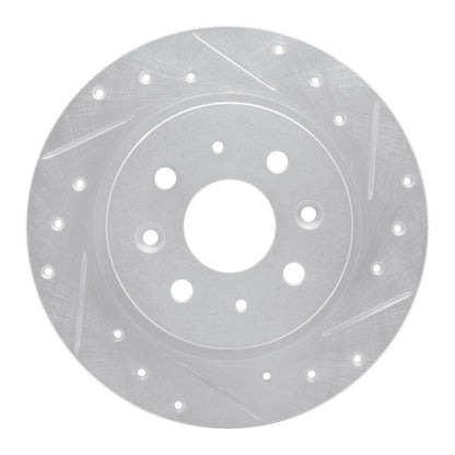 R1 Concepts R1 98-03 Kia SEPHIA Rear Right Drilled & Slotted Silver Brake Rotor