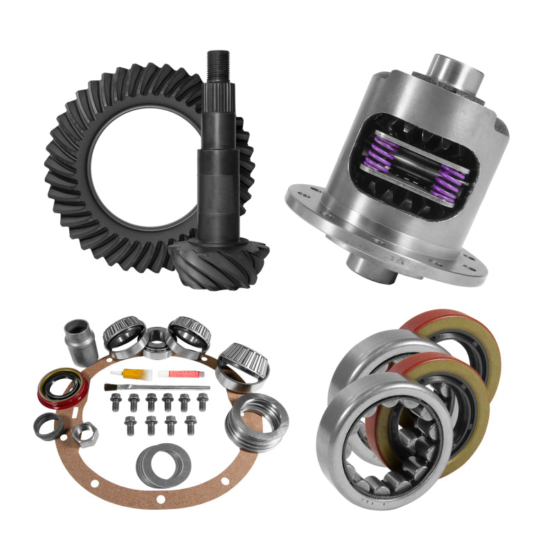Yukon Gear & Axle Yukon Gear 8.2in GM 3.73 Rear Ring & Pinion Install Kit 28 Spline Positraction 2.25in Axle Bearings