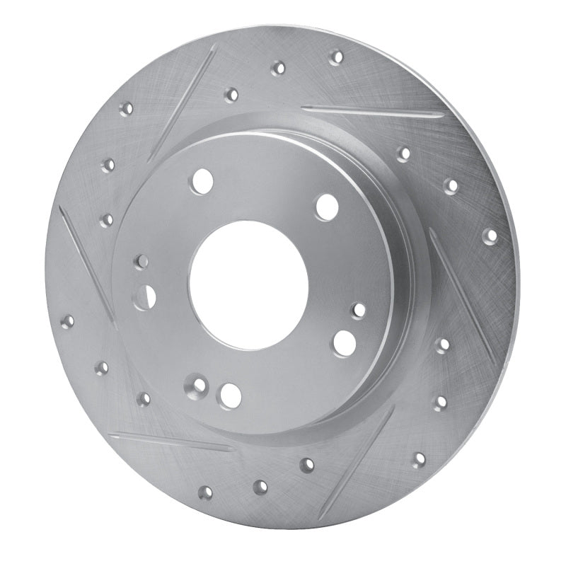 R1 Concepts R1 16-25 Honda Civic Hatchback Rear Left Drilled & Slotted Silver Brake Rotor