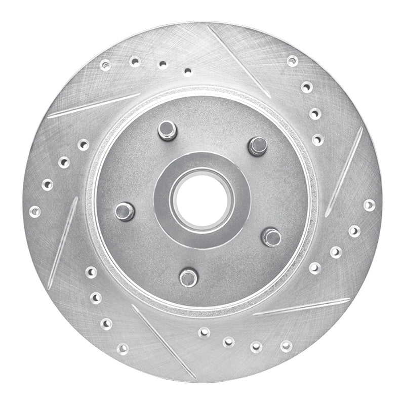 R1 Concepts R1 82-87 Ford Mustang Front Right Drilled & Slotted Silver Brake Rotor