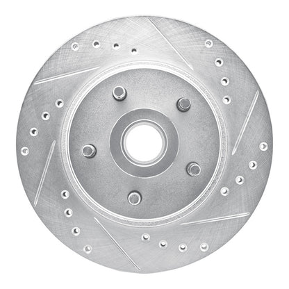 R1 Concepts R1 82-87 Ford Mustang Front Right Drilled & Slotted Silver Brake Rotor
