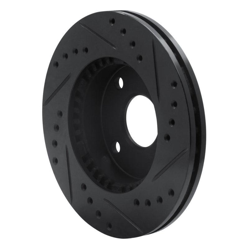 R1 Concepts R1 90-01 Ford Escort Front Left Drilled & Slotted Black Brake Rotor