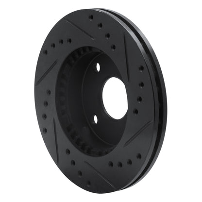 R1 Concepts R1 90-01 Ford Escort Front Left Drilled & Slotted Black Brake Rotor