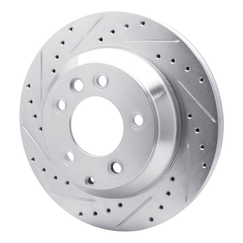 R1 Concepts R1 03-18 Audi Q7 Rear Left Drilled & Slotted Silver Brake Rotor
