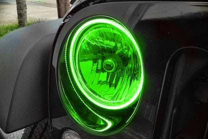 ORACLE Lighting Oracle 07-17 Jeep Wrangler Surface Mount LED Headlight Halo Kit - Green