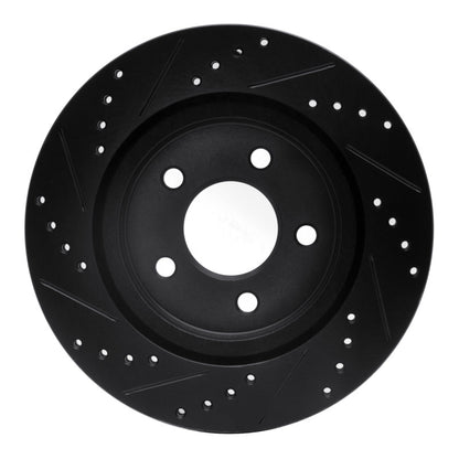 R1 Concepts R1 05-14 Ford Mustang Rear Right Drilled & Slotted Black Brake Rotor