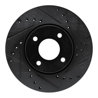 R1 Concepts R1 17-25 Nissan Versa Front Right Drilled & Slotted Black Brake Rotor