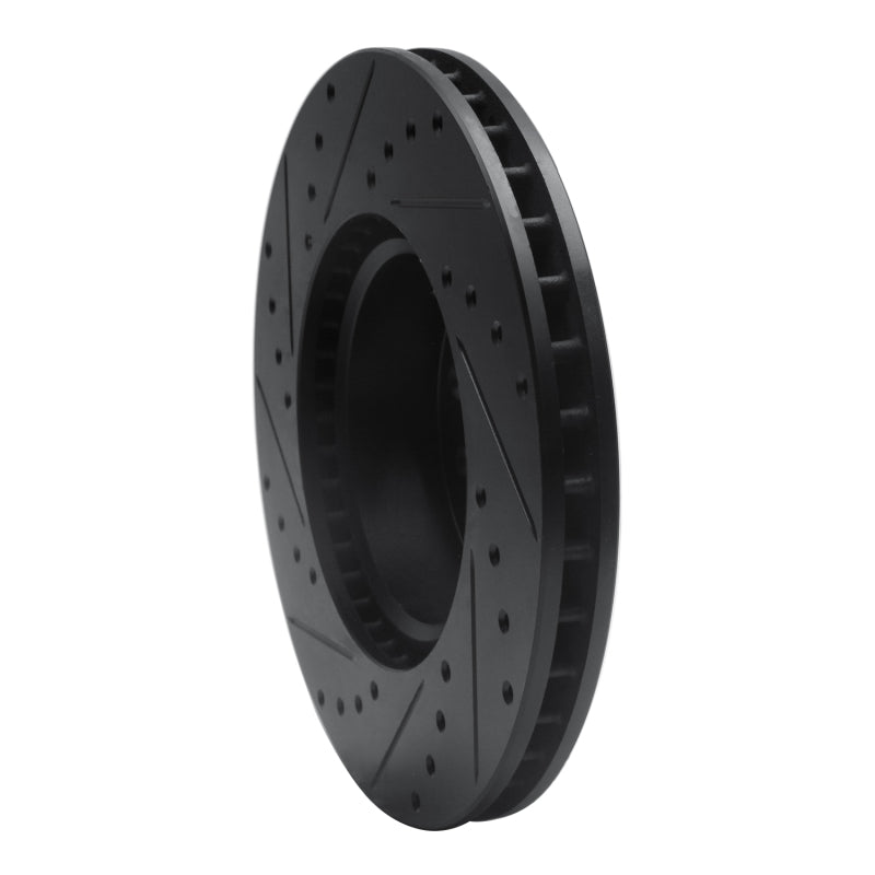 R1 Concepts R1 85-91 Mercedes-Benz 300SD Front Right Drilled & Slotted Black Brake Rotor