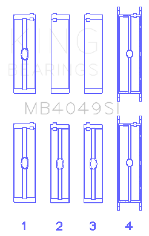 King Engine Bearings Opel C25Xa/X25Xa (Size +0.50mm) Main Bearing Set