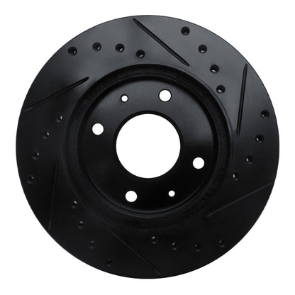 R1 Concepts R1 85-91 Dodge 2000 GTX Front Left Drilled & Slotted Black Brake Rotor