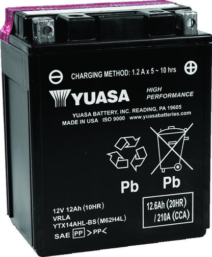 Yuasa Battery Yuasa YTX14AHL-BS High Performance AGM 12-Volt Battery w/Bottle