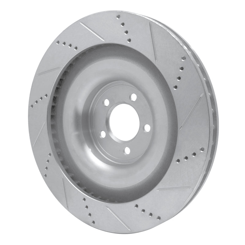 R1 Concepts R1 08-09 Jaguar XKR Right Front Drilled & Slotted Silver Brake Rotor