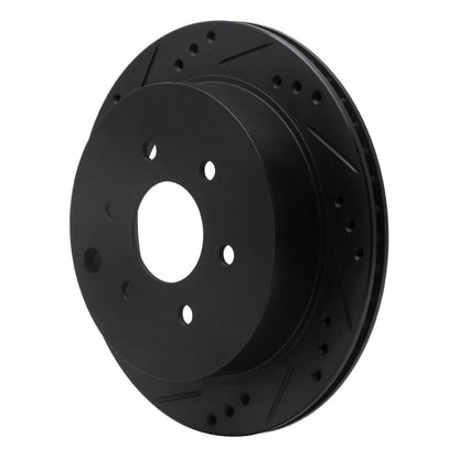 R1 Concepts R1 05-25 Nissan Frontier Rear Left Drilled & Slotted Black Brake Rotor