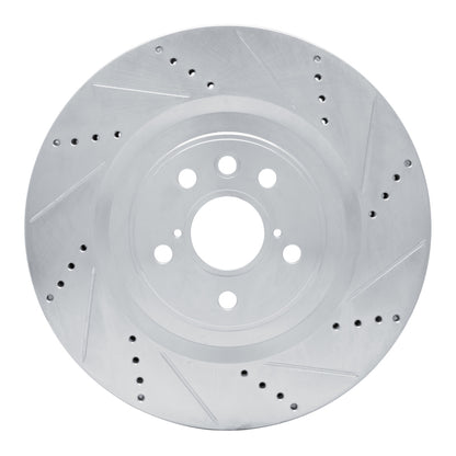 R1 Concepts R1 13-25 Lexus IS500 Right Front Drilled & Slotted Silver Brake Rotor