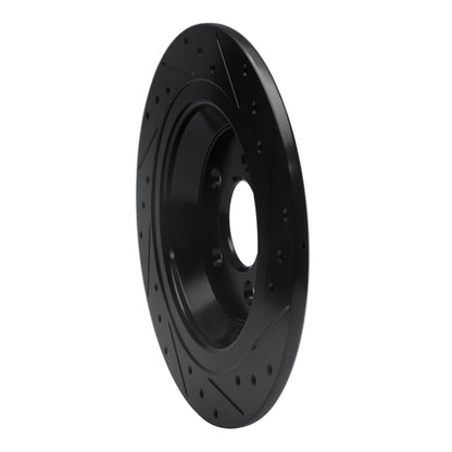 R1 Concepts R1 15-23 Ford Mustang Rear Left Drilled & Slotted Black Brake Rotor